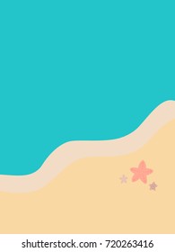 beach with colorful starfish. tourmaline water and yellow sand. vector illustration.