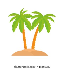 Beach concept represented by palm tree icon. isolated and flat illustration 
