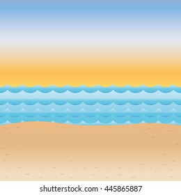 Beach concept represented by sea background . Colorfull and flat illustration 