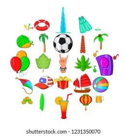 Beach concert icons set. Cartoon set of 25 beach concert vector icons for web isolated on white background
