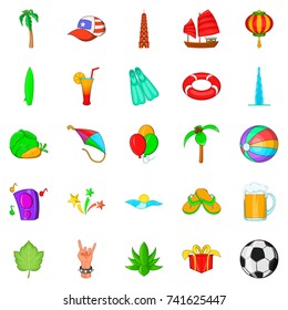 Beach concert icons set. Cartoon set of 25 beach concert vector icons for web isolated on white background