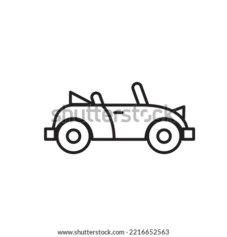 Beach convertible classic car line icon black and white