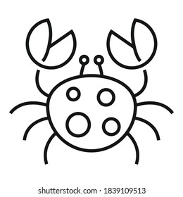 Beach crab icon. Outline beach crab vector icon for web design isolated on white background