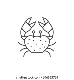 Beach crab icon. Sea creature vector illustration in thin line design.