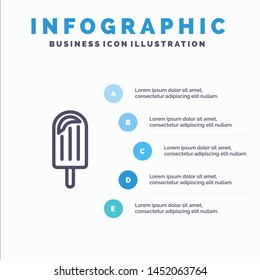 Beach, Cream, Dessert, Ice Line icon with 5 steps presentation infographics Background