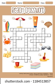 Beach cross word concept illustration