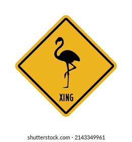 Beach crossing flamingo sticker - Funny flamingo crossing, flamingo xing
