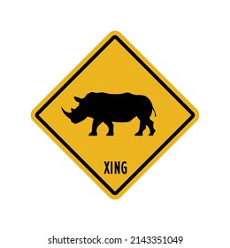 Beach crossing rhino sticker - Funny rhino crossing, rhino xing