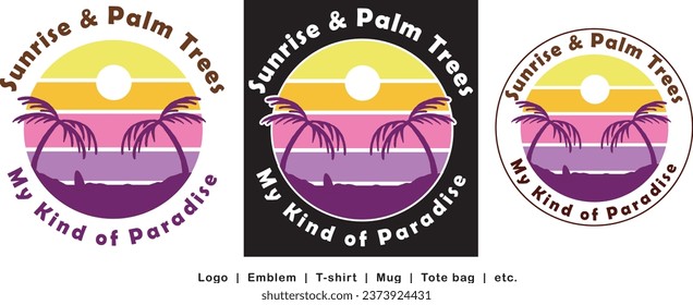beach dawn sunrise , suitable for clothing, t-shirts, logos, badges, merchandise, can be printed, etc.