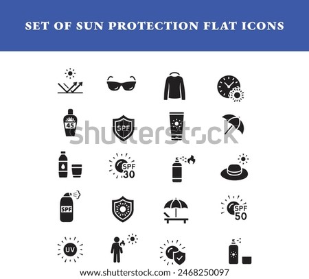 Beach Day Essentials - Sun Protection Icons Vector set 