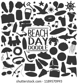 Beach Day Silhouette Clip Art Vector Icons