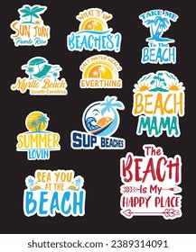 Beach Day Stickers Designs For Print 