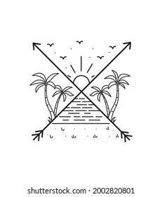 beach design in cross arrow frame