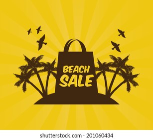 beach design over orange background vector illustration