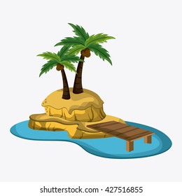 Beach design. Palm tree icon. Colorful illustration