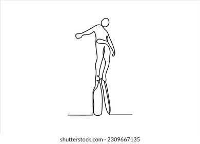 beach diver continuous line illustration