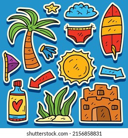 beach doodle cartoon illustration design