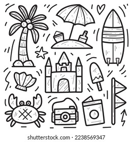 Beach doodle cartoon illustration design