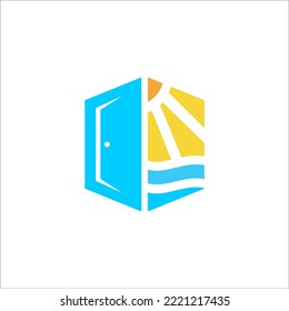 Beach Door logo design vector image