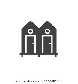 Beach Dressing room vector icon. filled flat sign for mobile concept and web design. Shower cabin simple solid icon. Symbol, logo illustration. Pixel perfect vector graphics
