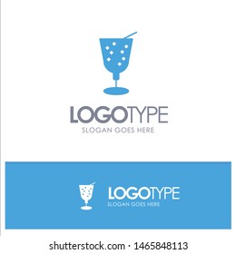 Beach, Drink, Juice Blue Solid Logo with place for tagline. Vector Icon Template background