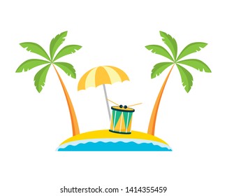 beach drum palm umbrella sand brazil carnival vector illustration