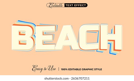 beach editable text effect, 3d typography in graphic styles
