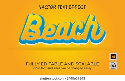 Beach elegant 3D text effect. Editable text style effect with beach party theme.