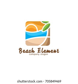 Beach Element Logo Template Design