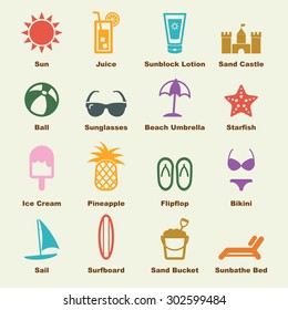 beach elements, vector infographic icons