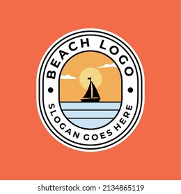 beach emblem logo vector vacation graphic design