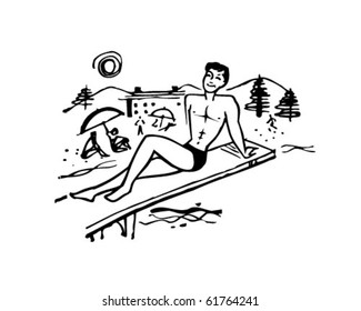 Beach Fella - Retro Clip Art