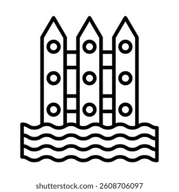 Beach Fence Vector Line Icon Design