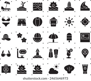 Beach fill icon set design illustration stock