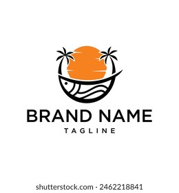 beach fish restaurant vector logo. white background