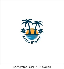 beach fitness logo design vector graphic idea creative symbol