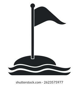 Beach Flag Vector Icon – Silhouette Style Flag Marker on White Background