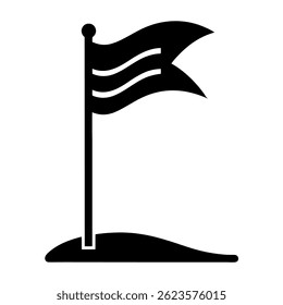 Beach Flag Vector Silhouette – Location Marker or Safety Flag Icon on White Background