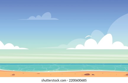 Beach flat background design. sunny day flat vector illustration