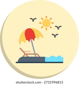 Beach Flat Circle Style Icon