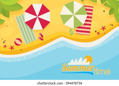 Beach Flat Design Background Stock Vector (Royalty Free) 394478734