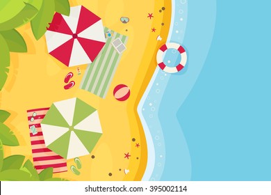 Beach Flat Design Background Stock Vector (Royalty Free) 395002114