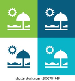 Beach Flat Vier Farbe minimale Icon Set