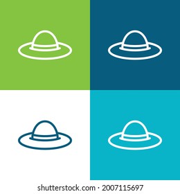 Beach Flat four color minimal icon set