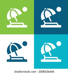 Beach Flat four color minimal icon set