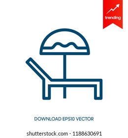 Beach flat icon. Single high quality outline symbol of summer for web design or mobile app. Thin line signs of parasol for design logo, visit card, etc. Outline pictogram of beach