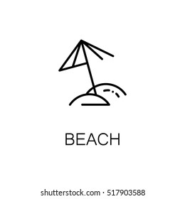 Beach flat icon. Single high quality outline symbol of recreation for web design or mobile app. Thin line signs of beach for design logo, visit card, etc. Outline pictogram of beach 