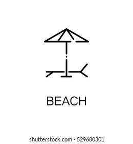 Beach flat icon. Single high quality outline symbol of summer for web design or mobile app. Thin line signs of parasol for design logo, visit card, etc. Outline pictogram of beach