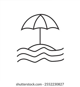 Beach flat icon. Single high-quality outline symbol for web design or mobile app. Beach outline pictogram. eps 10.
