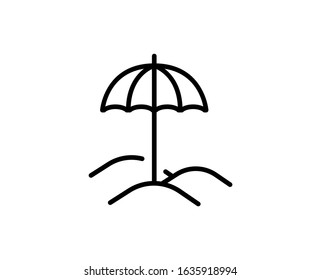 Beach flat icon. Thin line signs for design logo, visit card, etc. Single high-quality outline symbol for web design or mobile app. Beach outline pictogram.